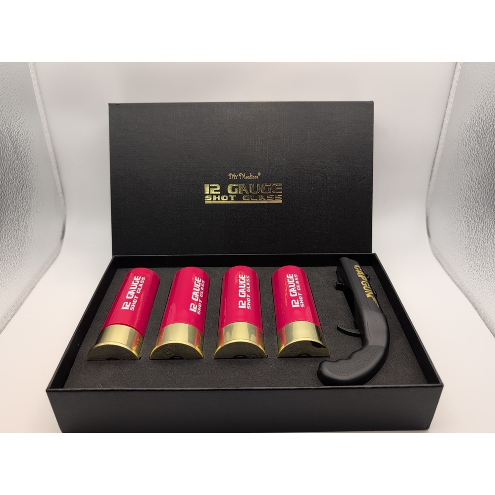 MyMealivos 12 Gauge Shot Glasses set of 4 w/bottle cap gun